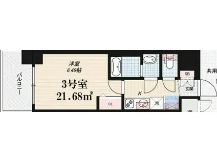 住之江公園レジデンス(1K/7階)の間取り写真