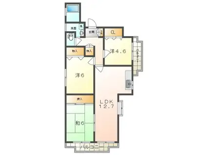 ルーラルハイツ廣(3LDK/3階)の間取り写真