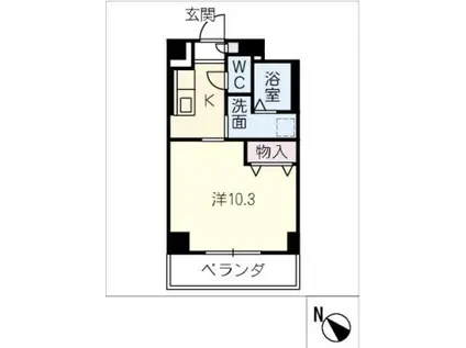 WHITE CITY 西新地(1K/5階)の間取り写真