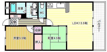 三宅アメニティーサンズ(2LDK/3階)の間取り写真
