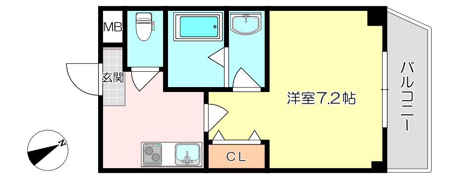 フローレンス塚口(1K/4階)の間取り写真