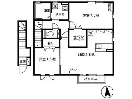 グレースフィールドB(2LDK/2階)の間取り写真