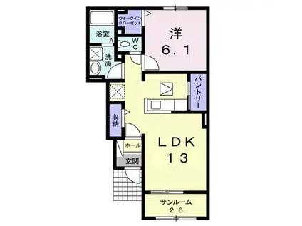 クラール元山グランツD(1LDK/1階)の間取り写真