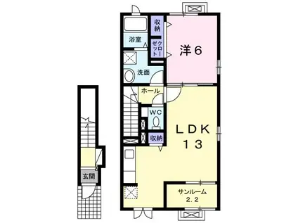 グリーン・南天(1LDK/2階)の間取り写真