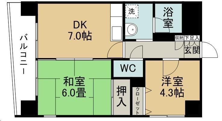 オルゴグラート仙台(2DK/5階)の間取り写真