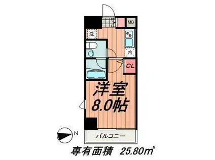 アイル東京深川(1K/2階)の間取り写真