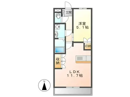 ピュアガーデン(1LDK/2階)の間取り写真