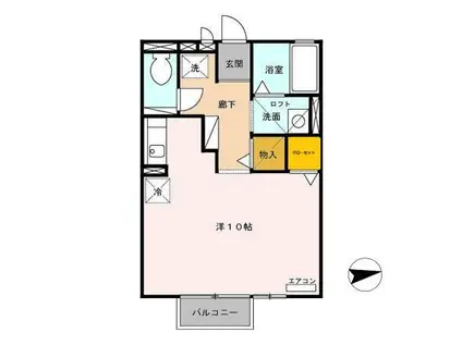 アトリオクレール(ワンルーム/2階)の間取り写真