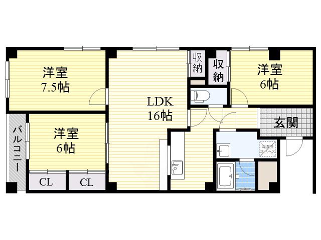 オリオノハイムⅡ(3LDK/1階)の間取り写真