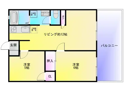今辻ハイツ(2LDK/1階)の間取り写真