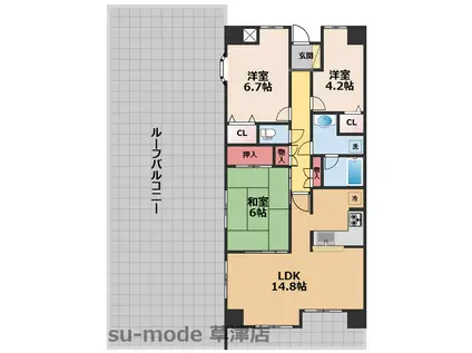 草津パーク・ホームズ(3LDK/7階)の間取り写真