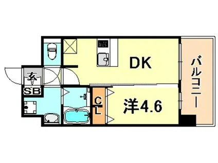 プレサンス神戸アモーレ(1DK/11階)の間取り写真