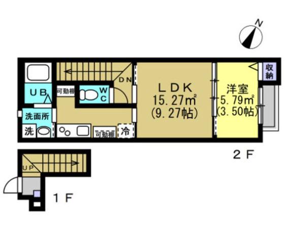 ヒルサイドコート(1LDK/2階)の間取り写真
