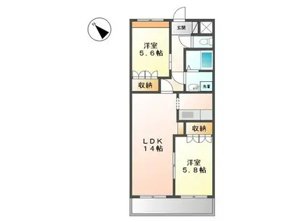 プログレスグランディ(2LDK/2階)の間取り写真