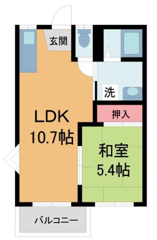 セキスイオークハイツ(1LDK/2階)の間取り写真
