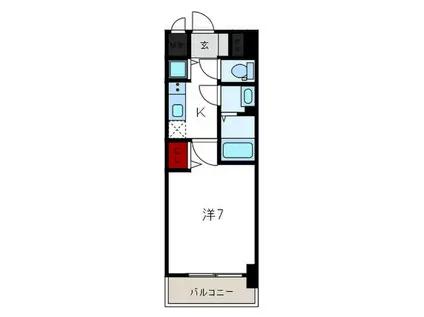 プレサンス三宮東フィール(1K/4階)の間取り写真