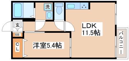 タウニイ塩屋(1LDK/1階)の間取り写真