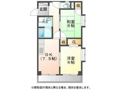 ゲートアキ(2DK/4階)の間取り写真