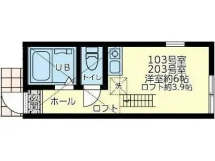 ユナイトミカサ末吉(ワンルーム/2階)の間取り写真