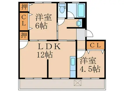 増田ハイツ(2LDK/4階)の間取り写真