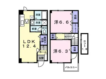 イーストガーデン(2LDK/1階)の間取り写真