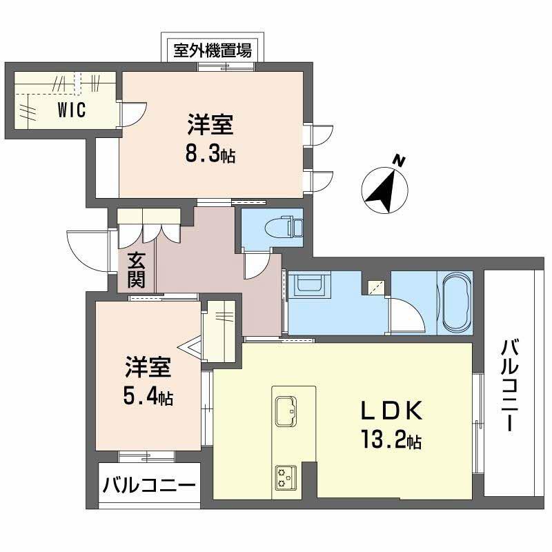 シャーメゾン ラヴィ(2LDK/2階)の間取り写真