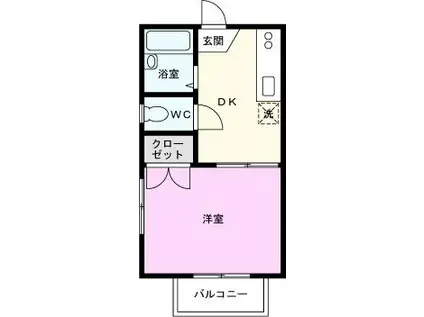 ラセーヌ川越(1DK/1階)の間取り写真