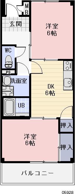 サンヒルズ羽生(2DK/1階)の間取り写真