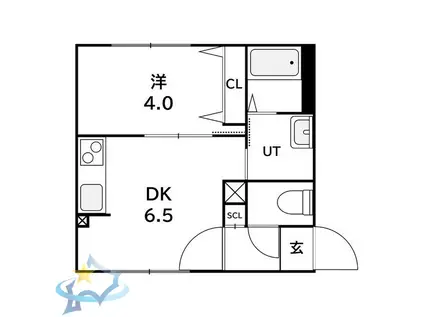 ラフィーネ発寒南III(1DK/3階)の間取り写真