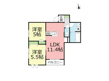 メゾンコンフォールI(2LDK/1階)の間取り写真