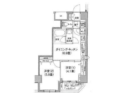 アイルカナーレ浅草(2DK/7階)の間取り写真