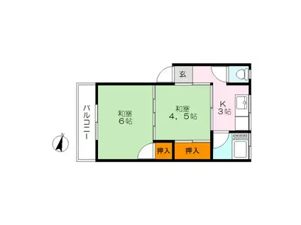 幸マンション(2K/3階)の間取り写真