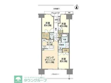 ドレッセ中央林間(3LDK/12階)の間取り写真