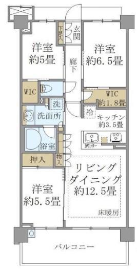 ブリリアシティ横浜磯子 A棟(3LDK/6階)の間取り写真