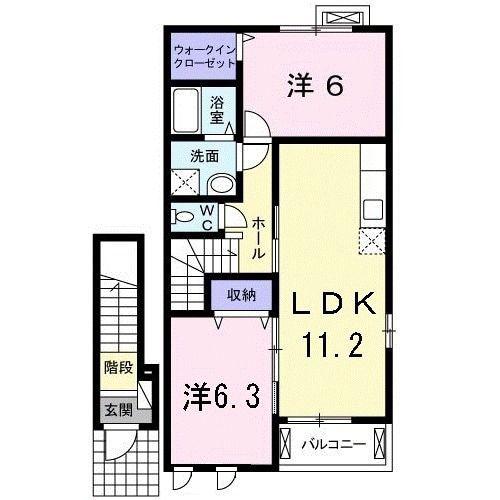 KREIS A(2LDK/2階)の間取り写真