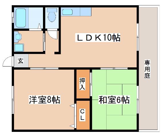 エルムハイツ(2LDK/2階)の間取り写真