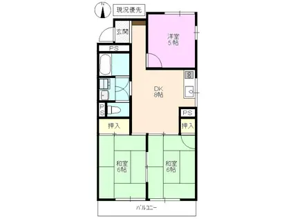 七瀬中町ホームズ(3DK/2階)の間取り写真