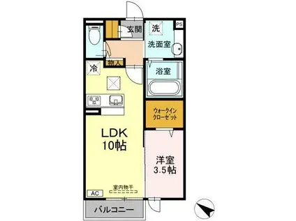 メゾン・シャルム(1LDK/1階)の間取り写真