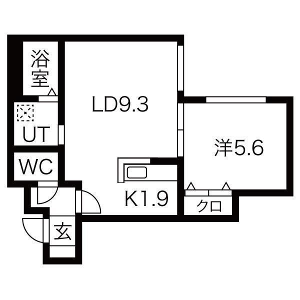 PRIME北広島(1LDK/2階)の間取り写真