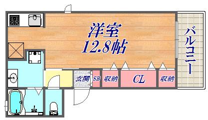 フォーシーズンズ神戸(ワンルーム/1階)の間取り写真