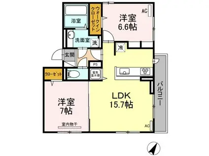 レイワパレス西新(2LDK/2階)の間取り写真