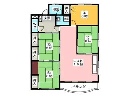 川合マンション(4LDK/4階)の間取り写真
