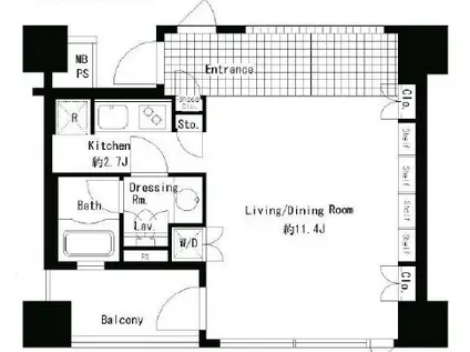 パークアクシス渋谷神南(1K/10階)の間取り写真
