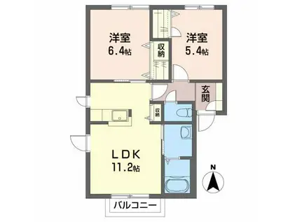 フラット幸(2LDK/2階)の間取り写真