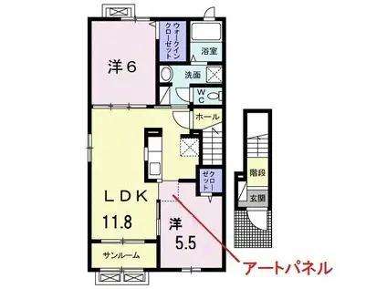 クッサン・ド・リヨンB(2LDK/2階)の間取り写真