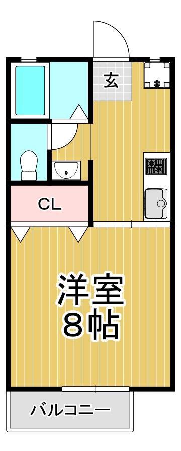 フラット連広(1K/2階)の間取り写真