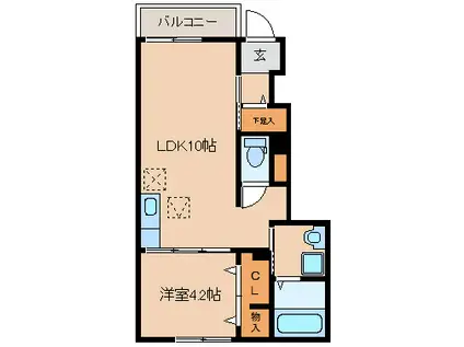 リバフィーA・B・C(1LDK/1階)の間取り写真