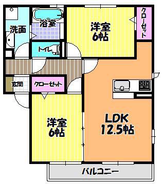 レジデンシア藤沢台(2LDK/1階)の間取り写真