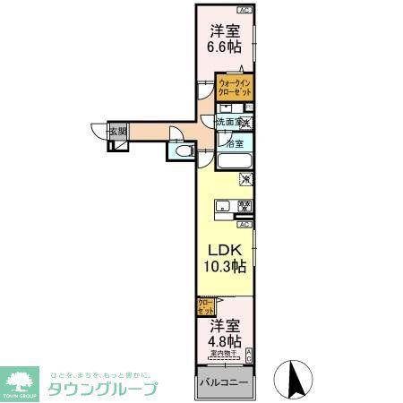 セレスティア谷中(2LDK/2階)の間取り写真