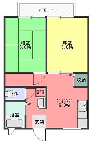 カサベルテB棟(2DK/1階)の間取り写真